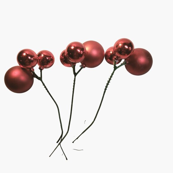 Red Ball Ornament Floral Picks Crafting Christmas Decoration lot 5 - Picture 4 of 10